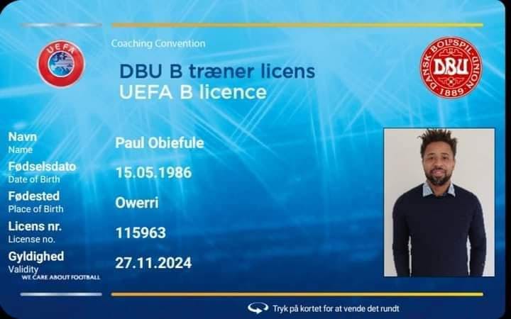 Imo Indigene bags UEFA 'B' Coaching License