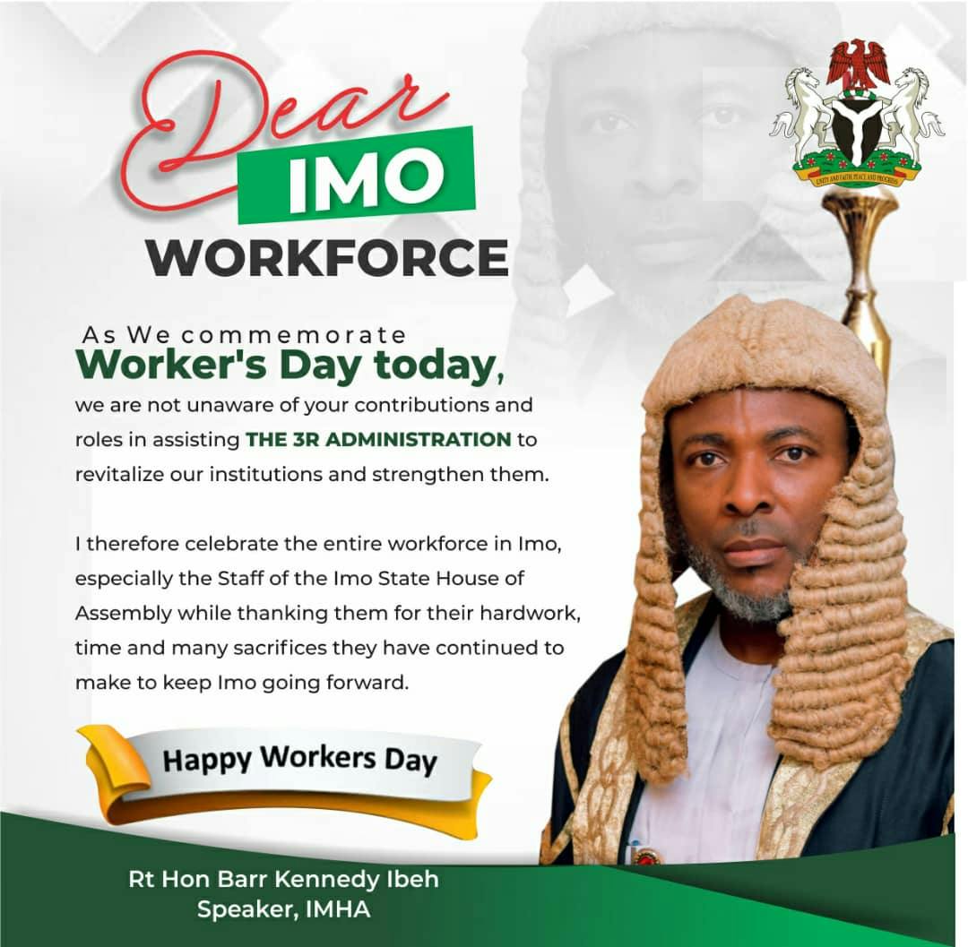 Workers Day Celebration: Imo Speaker  Commends  Parliamentary Staff, Imo Workers