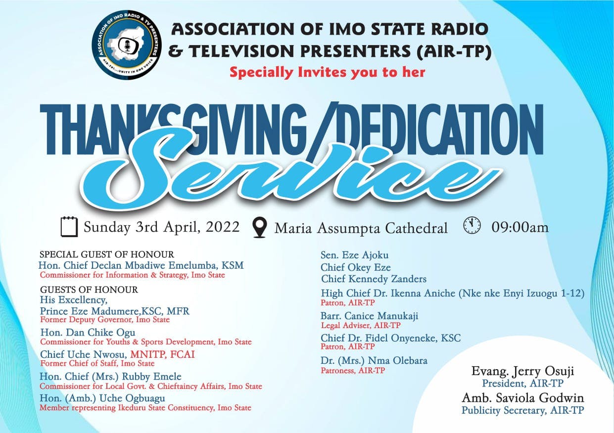 Association of Imo Radio and Television set to hold Thanksgiving 