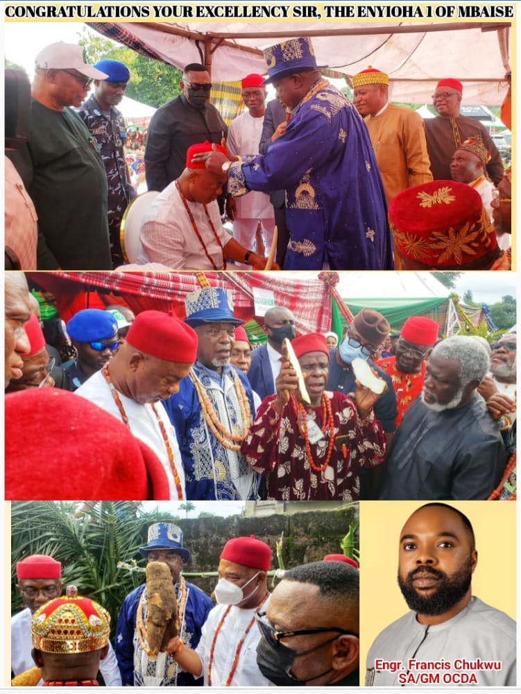 OCDA boss felicitates with Governor Uzodimma on Conferment of Chieftaincy title by Mbaise Traditional Rulers 